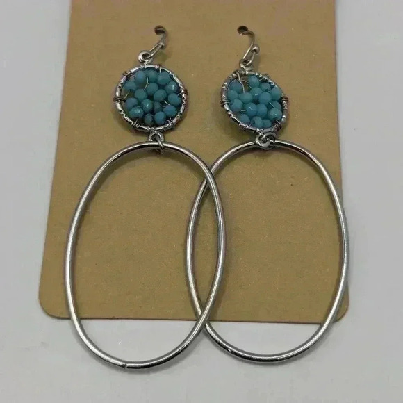 Silver and Turquoise color earring bundle - lot of three silvertone earrings - Picture 3 of 6